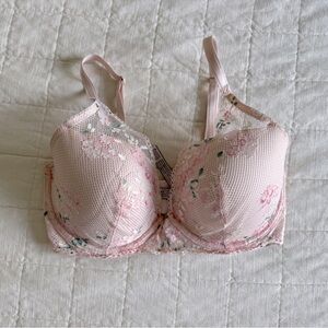 Victoria secret | size 34DDD, plunge bra, pink lace, floral